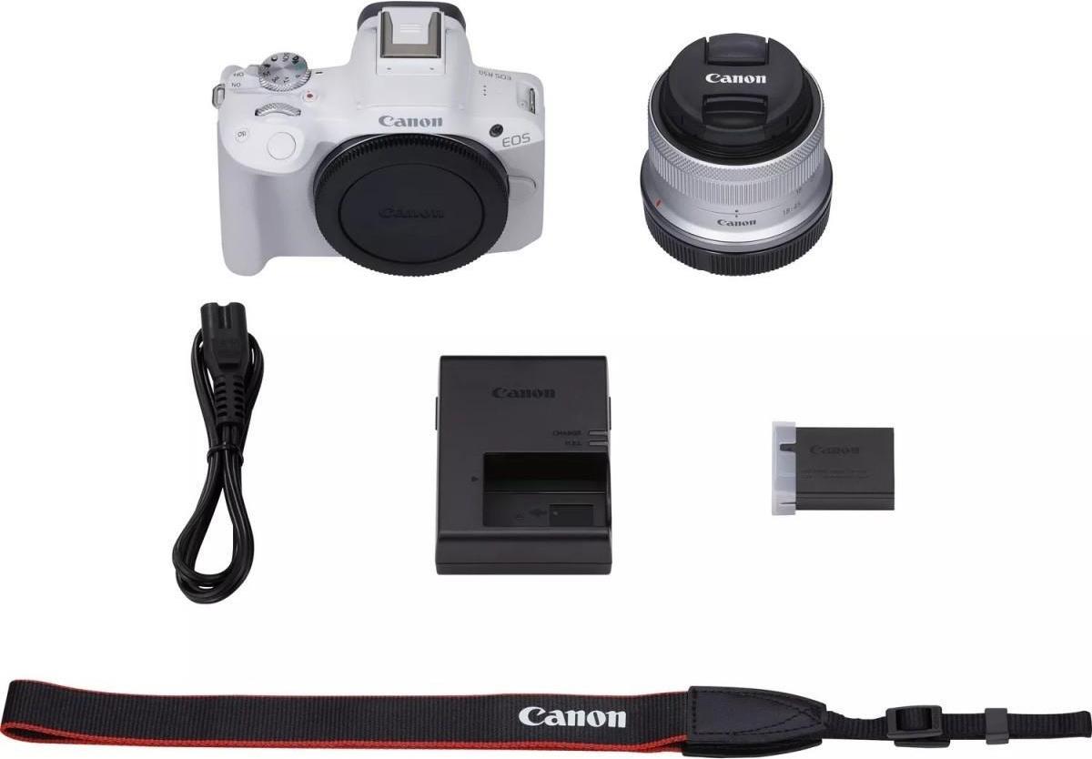 Canon EOS R50 - Weiß + RF-S 18-45mm F4.5-6.3 IS STM Kit - 24,2 MP - 6000 x 4000 Pixel - CMOS - 4K Ultra HD - Touchscreen - Weiß (5812C013) von Canon