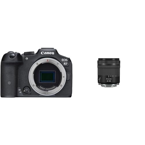 Canon EOS R7 Kamera spiegellose Camera & Objektiv RF 24-105mm F4-7.1 is STM Zoomobjektiv Lens für EOS R (STM-AF-Motor, optischer Bildstabilisator) schwarz, 76,6 x 88,8 mm von Canon