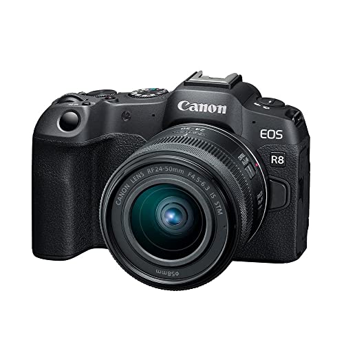 Canon EOS R8 spiegellose Vollformatkamera mit 24,2 MP RF24-50 mm f/4,5-6,3 ist STM-Objektiv, 4K-Full-HD-Videoaufnahme, Schwarz Canon EOS R8 spiegellose Vollformatkamera mit 24,2 MP RF24-50 mm f/4,5-6,3 ist STM-Objektiv, 4K-Full-HD-Videoaufnahme, Schwarz von Canon