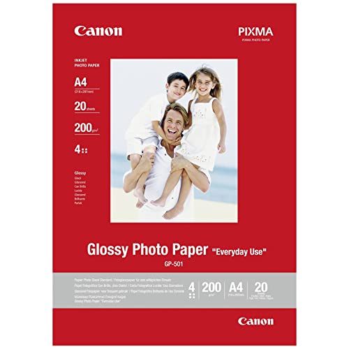 Canon Fotopapier GP-501 glänzend weiß - DIN A4 100 Blatt für Tintenstrahldrucker – PIXMA Drucker (200 g/qm) von Canon