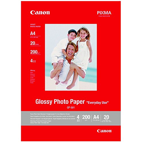 Canon Fotopapier GP-501 glänzend weiß - DIN A4 20 Blatt für Tintenstrahldrucker – PIXMA Drucker (200 g/qm) von Canon