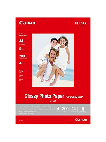 Canon Fotopapier GP-501 glänzend weiß - DIN A4 5 Blatt für Tintenstrahldrucker - PIXMA Drucker (170 g/qm) von Canon