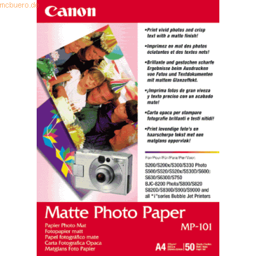 Canon Fotopapier Inkjet MP-101 A4 170g/qm VE=50 Blatt Canon Fotopapier Inkjet MP-101 A4 170g/qm VE=50 Blatt von Canon