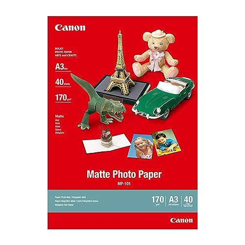 Canon Fotopapier MP-101 matt weiß - (DIN A3 40 Blatt) für Tintenstrahldrucker - PIXMA Drucker (170 g/qm) von Canon
