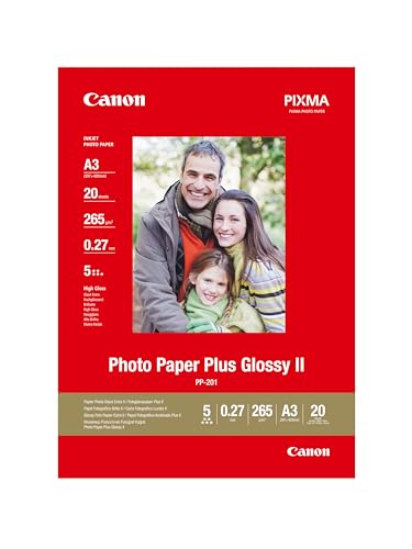 Canon Fotopapier PP-201 Glänzend - DIN A3 20 Blatt Für Tintenstrahldrucker - PIXMA Drucker (265 G/qm) von Canon