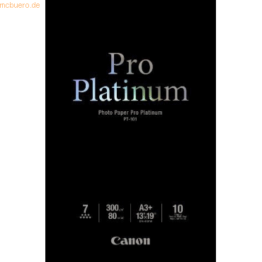 Canon Fotopapier PT101 Platinum A3+ 300g/qm hochlänzend VE=10 Blatt von Canon