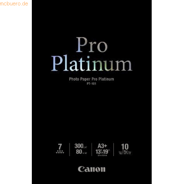 Canon Fotopapier PT101 Platinum A3+ 300g/qm hochlänzend VE=10 Blatt Canon Fotopapier PT101 Platinum A3+ 300g/qm hochlänzend VE=10 Blatt von Canon
