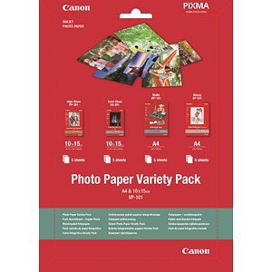 Canon Fotopapier VP-101 DIN A4, 10,0 x 15,0 cm glänzend, satiniert, matt 170, 200, 260, 275 g/qm 20 Blatt Canon Fotopapier VP-101 DIN A4, 10,0 x 15,0 cm glänzend, satiniert, matt 170, 200, 260, 275 g/qm 20 Blatt von Canon