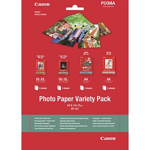 Canon Fotopapier VP-101 DIN A4, 10,0 x 15,0 cm glänzend, satiniert, matt 170, 200, 260, 275 g/qm 20 Blatt von Canon