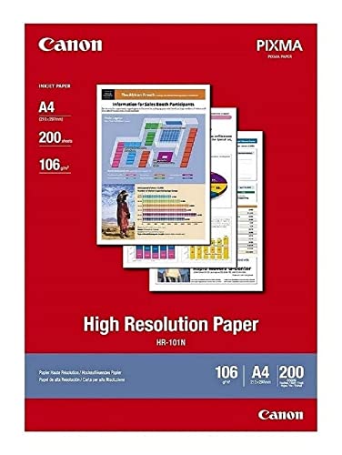 Canon HR-101N hochauflösendes Papier - DIN A4, 200 Blatt (106 g qm) für Tintenstrahldrucker HR-101A4 200 Seiten von Canon