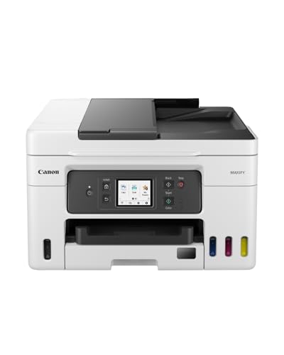 Canon MAXIFY GX4050 MegaTank Multifunktionsdrucker 4in1 (Tintenstrahl, Druck, Kopie, Scan, Fax, ADF 35 Blatt, WLAN, LAN, Touch LCD, Duplex, niedrige Seitenkosten, hohe Reichweite, gerader Einzug) weiß von Canon