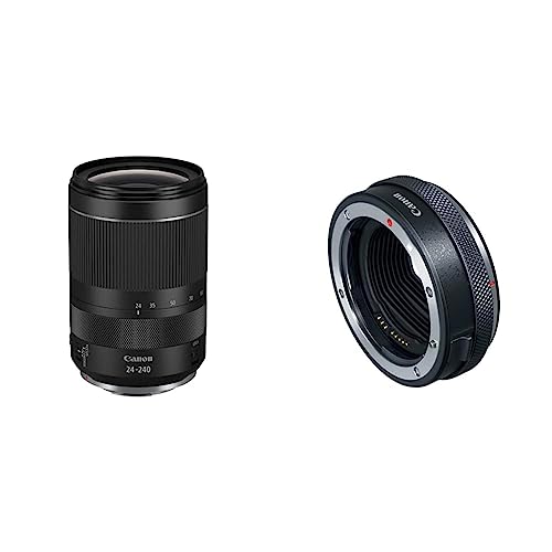 Canon Objektiv RF 24-240mm F4.0-6.3 is USM Zoomobjektiv Lens für EOS R (72mm Filtergewinde, Bildstabilisator, Autofokus) schwarz & Bajonettadapter EF-EOS R mit Objektiv-Steuerring CR-EF-EOSR Schwarz von Canon