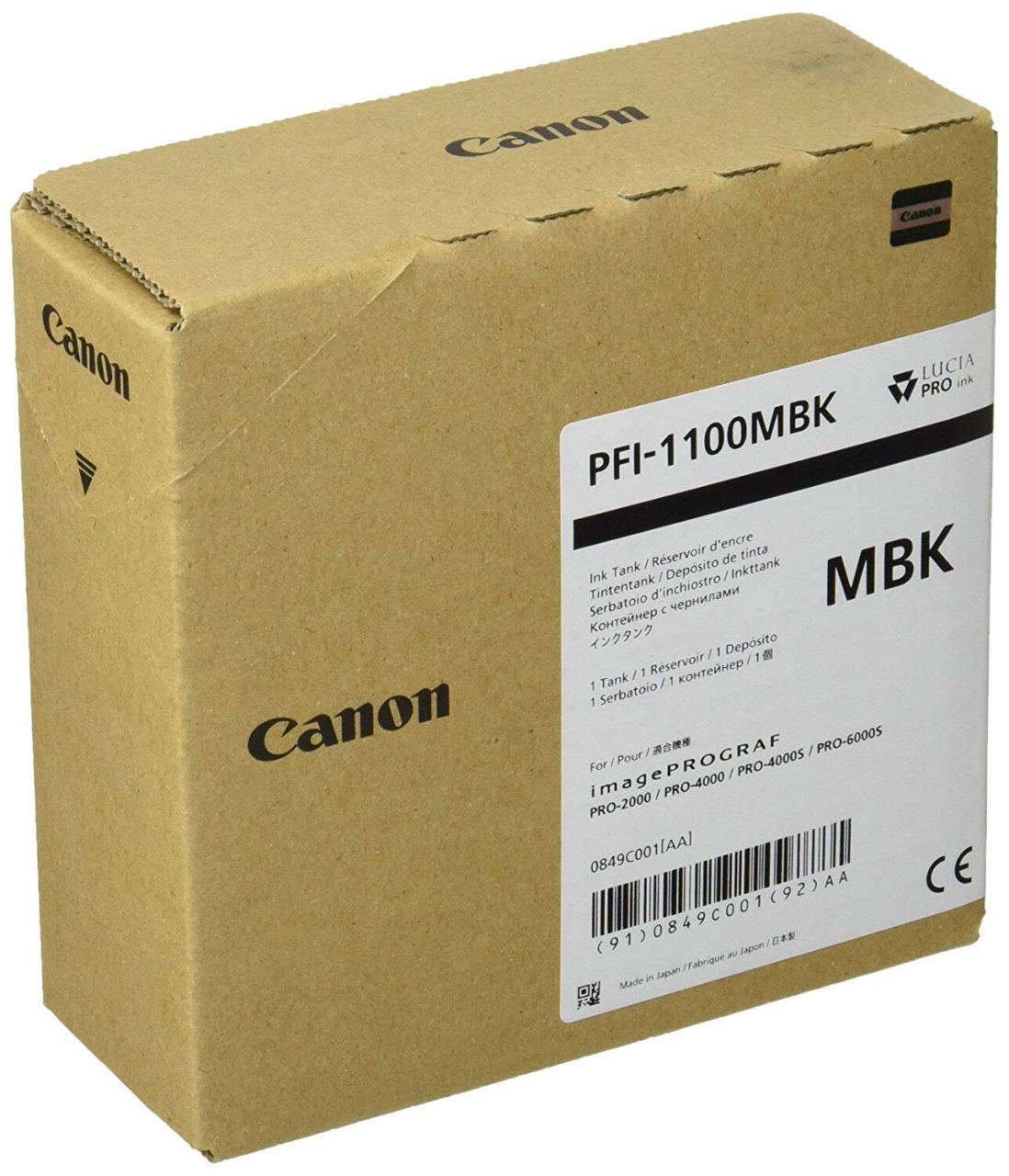 Canon Original PFI-1100MBK Druckerpatrone - mattschwarz (0849C001AA) von Canon