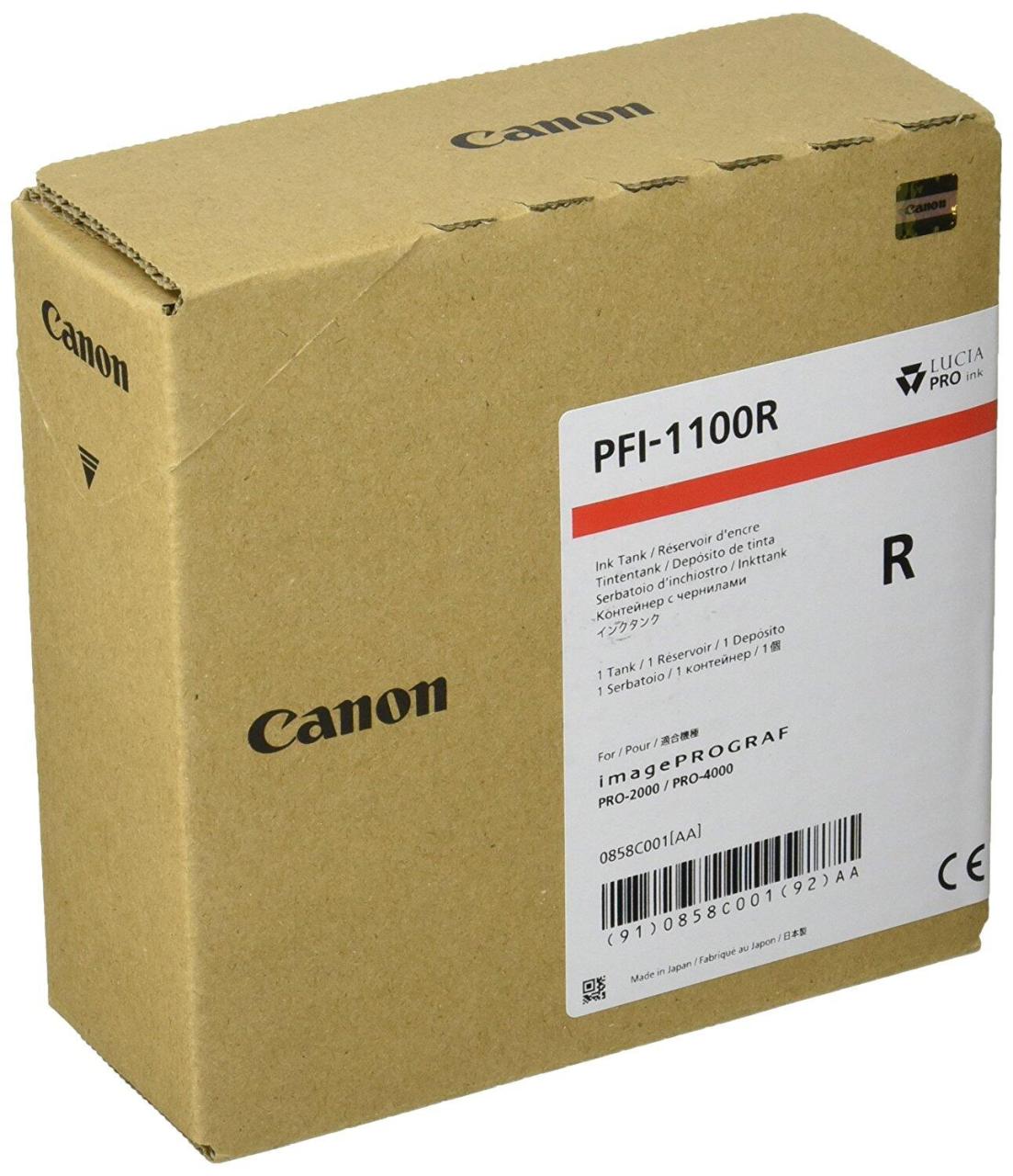 Canon Original PFI-1100R Druckerpatrone - rot (0858C001) von Canon