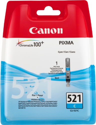 Canon Originaltinte CLI-521 C, Größe Standard, Cyan, Recyclebare Verpackung von Canon