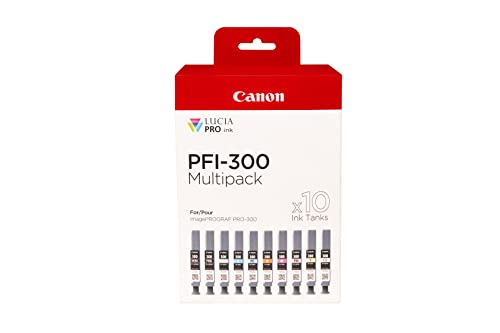 Canon PFI-300 Mulitpack Druckertinte für imagePROGRAF PRO-300 mit 10 Tintenpatronen in plastikfreier Verpackung Mehrfarbig Multipack Canon PFI-300 Mulitpack Druckertinte für imagePROGRAF PRO-300 mit 10 Tintenpatronen in plastikfreier Verpackung Mehrfarbig Multipack von Canon