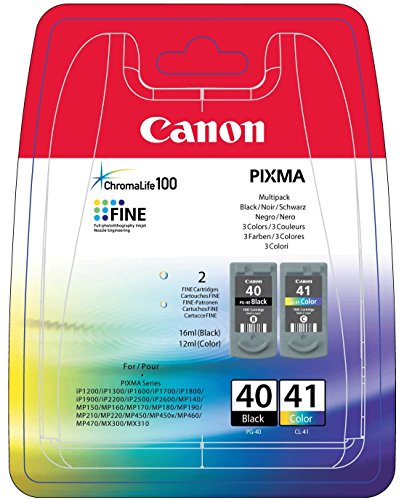 Canon PG-40, CL-41 Tintenpatrone – Schwarz Druckerpatrone (CL-41, Schwarz, – – Pixma IP1600 – – Pixma IP1700 – – Pixma iP1800 – – Pixma iP2600 – – Pixma MP150 – – Pixma MP160 – – Pix, Inkjet) von Canon
