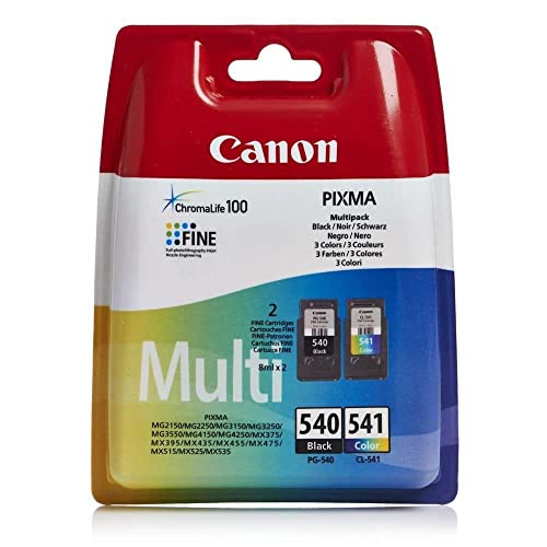 Canon PG-540 CL-541 BLISTER Vorteilspack 2 Tintenpatronen (Schwarz Farbe) (Veraltete Kunststoffverpackung 2018) von Canon
