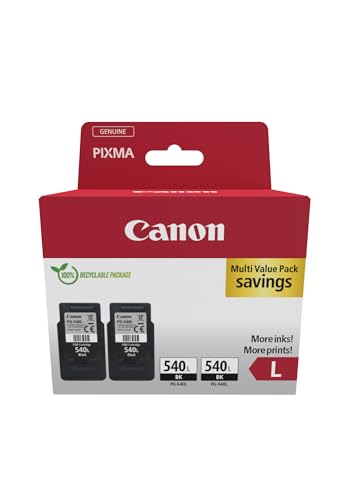 Canon PG-540L (2 x Schwarz) Original-Tintenpatronen mit hoher Reichweite, Doppelpack in recyclebarer Verpackung von Canon