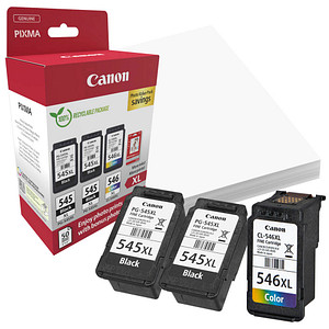 Canon PG-545XLx2/CL-546XL  schwarz, color Druckköpfe + Fotopapier, 3er-Set von Canon