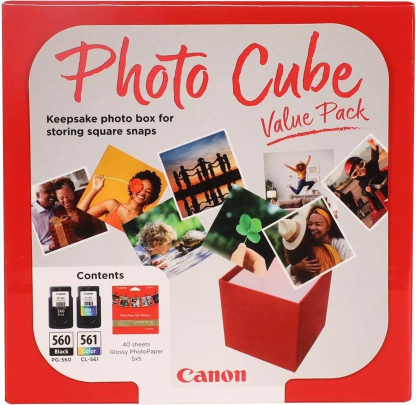 Canon PG-560/CL-561 Photo Value Pack - Glänzend - 0.27 mm - 2er-Pack - Farbe (Cyan, Magenta, Gelb), pigmentiertes Schwarz - original - Box - Tintenbehälter- / Papierpaket - für PIXMA TS5350, TS5351, TS5352, TS5353, TS7450, TS7451 von Canon