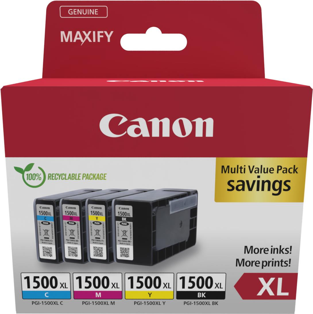 Canon PGI-1500XL BK/C/M/Y Multipack - Hohe (XL-) Ausbeute - 4 Stück(e) - Multipack (9182B010) von Canon