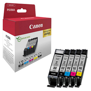 Canon PGI-570 PGBK + CLI-571 BK/C/M/Y  2x schwarz, cyan, magenta, gelb Druckerpatronen, 5er-Set von Canon