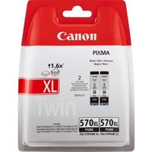 Canon PGI-570 XL TWIN Vorteilspack 2 Tintenpatronen (2x Schwarz XL) (Veraltete Kunststoffverpackung 2018 mit Diebstahl Sicherungsetikett] von Canon
