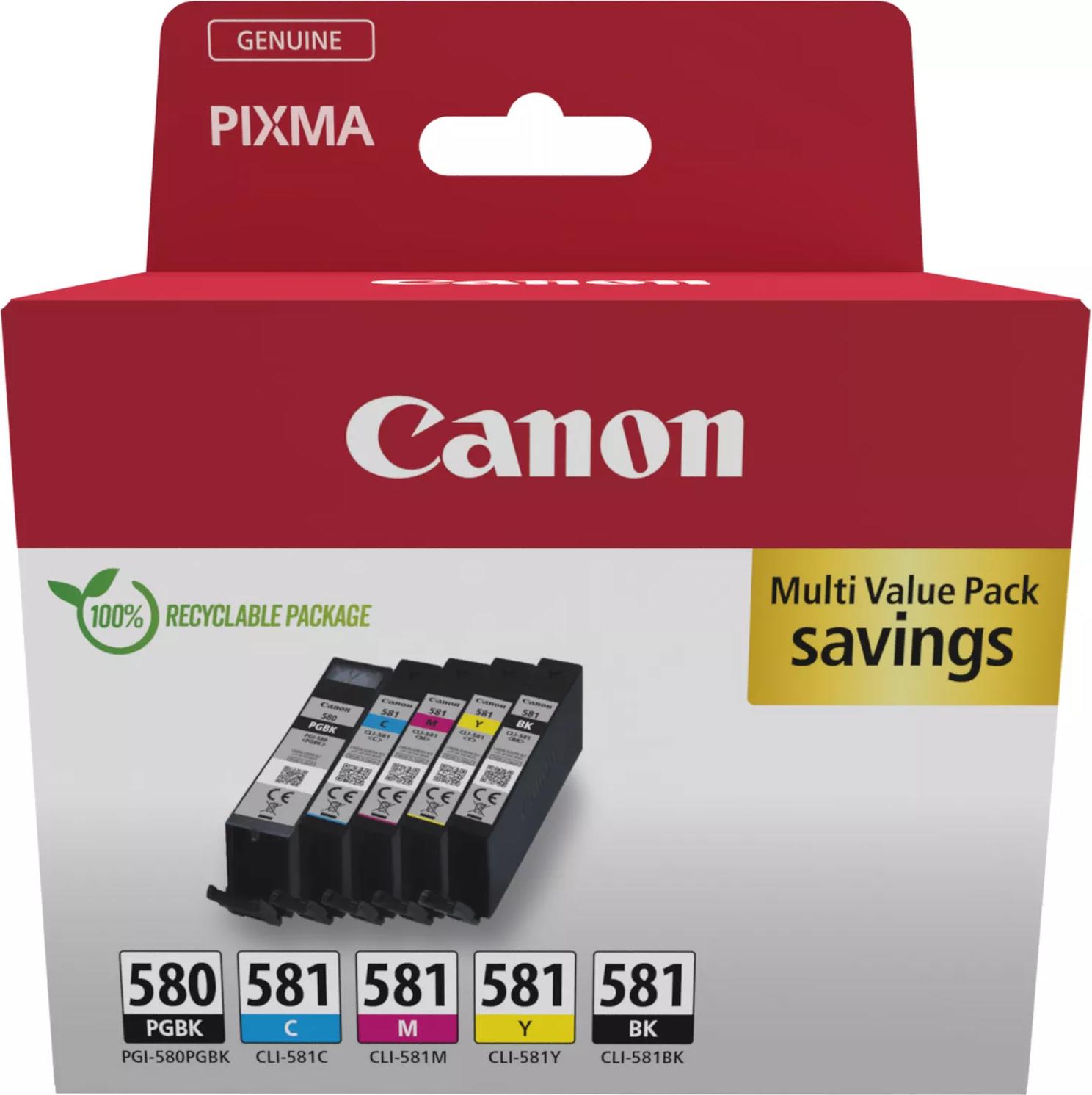 Canon PGI-580/CLI-581 Ink Cartridge BK/CMYK Druckerpatrone 5 Stück(e) Original Schwarz - Blau - Cyan - Magenta - Gelb (2078C007) von Canon