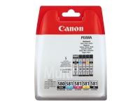 Canon PGI-580BK/CLI-581 BK/C/M/Y Pigment- und Farbstofftinte Multipack, Standardertrag, 11,2 ml, 5,6 ml, 5 Stück(e), Multipack von Canon