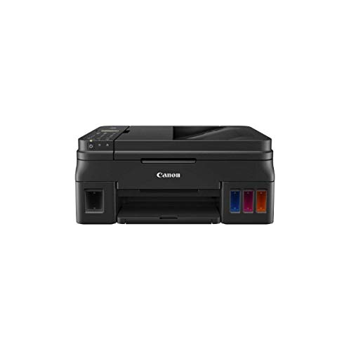 Canon PIXMA G4511 MegaTank Drucker nachfüllbares Farbtintenstrahl Multifunktionssystem DIN A4 (Drucken, Scannen, Kopieren, Fax, 4.800 x 1.200 dpi, Print App, ADF, WLAN, niedrige Seitenkosten), schwarz von Canon