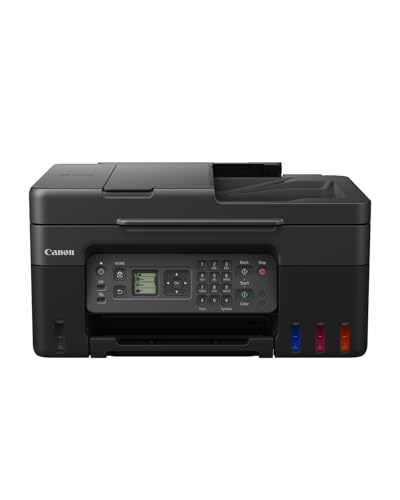 Canon PIXMA G4570 MegaTank 4in1 Multifunktionsgerät DIN A4 (Scanner, Kopierer, Drucker, Fax, ADF, Farbtintenstrahldrucker, USB, WLAN, Print App, Cloud, LC Display), schwarz/grau von Canon