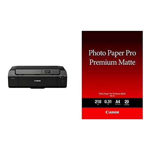 Canon PIXMA PRO-200 Farbtintenstrahldrucker Fotodrucker DIN A3+, grau & Fotopapier PM-101 Premium matt - DIN A4, 20 Blatt für Tintenstrahldrucker von Canon