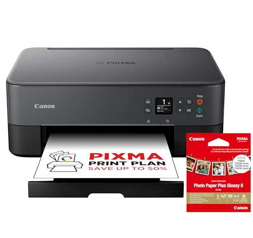 Canon PIXMA TS5350i Multifunktionsdrucker 3in1 Drucker/Kopierer/Scanner, WLAN, Randlosfotos, kabelloses Drucken/Scannen, Duplex, PIXMA Print Plan, schwarz [+ 20 Blatt Canon-Fotopapier PP-201 9x9cm] von Canon
