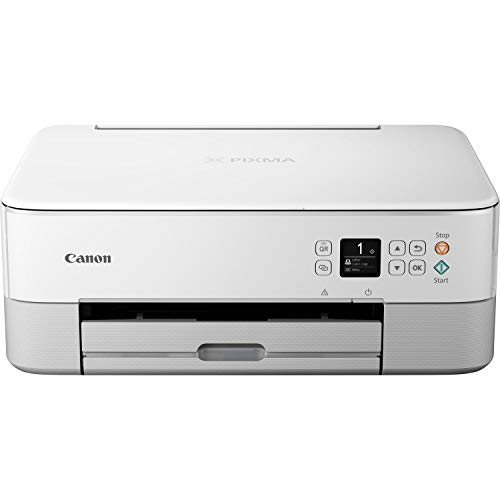 Canon PIXMA TS5351 Drucker Farbtintenstrahl Multifunktionsgerät DIN A4 (Scanner, Kopierer, OLED, 4.800 x 1.200 dpi, USB, WLAN, Duplexdruck, 2 Papierzuführungen), weiß von Canon