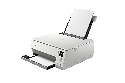 Canon PIXMA TS6351a Drucker Farbtintenstrahl Multifunktionsgerät DIN A4 (Scanner, Kopierer, Fotodrucker, OLED, 4.800 x 1.200 dpi, USB, WLAN, AirPrint, 5 Tinten, Duplexdruck, 2 Papierzuführungen), weiß von Canon