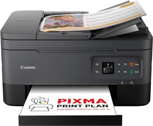 Canon PIXMA TS7450 Multifunktionsdrucker (Scanner, Kopierer, Fotodrucker, 3,7 cm OLED, 4.800 x 1.200 DPI, USB, WLAN, Print App, Duplexdruck, 2 Papierzuführungen), Schwarz von Canon