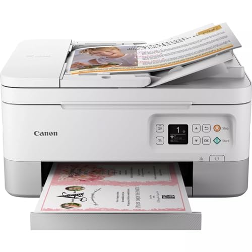 Canon PIXMA TS7451a Farbtintenstrahldrucker Multifunktionsdrucker DIN A4 (Scanner, Kopierer, Fotodrucker, OLED, 4.800 x 1.200 DPI, USB, WLAN, Print App, Duplexdruck, 2 Papierzuführungen), weiß, normal von Canon