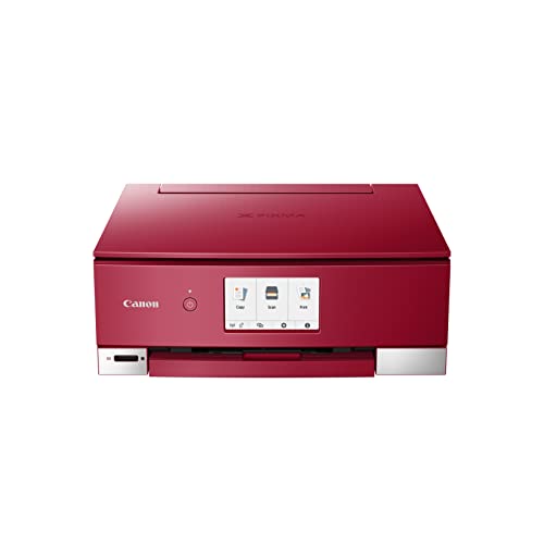 Canon PIXMA TS8352a Drucker Farbtintenstrahl Multifunktionsgerät DIN A4 (Scanner, Kopierer, 4.800 x 1.200 dpi, 6 separate Tinten, USB, WLAN, Duplexdruck, 2 Papierzuführungen, 5 GHz Support), rot von Canon