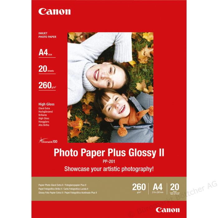 Canon PP-201 Glossy II Fotopapier Plus glänzend A4 210x297mm 275 g/m² - 20 Blatt von Canon