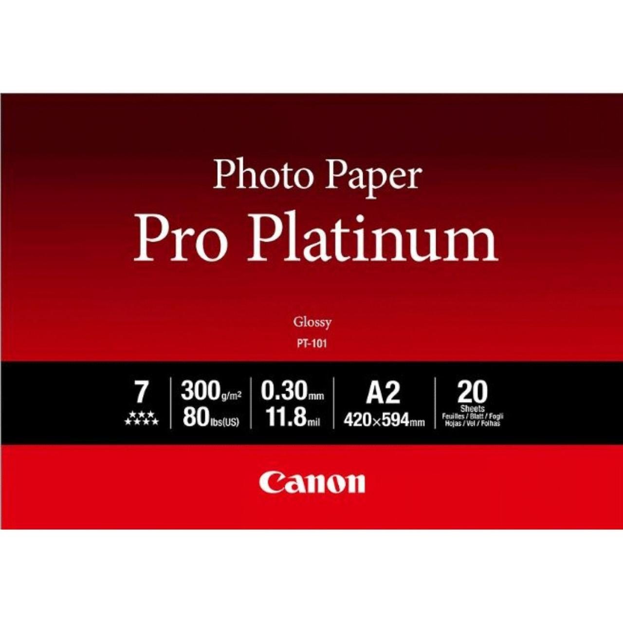 Canon PT-101 Pro Platinum Fotopapier glänzend A2 420x594mm 300g/m² - 20 Blatt von Canon