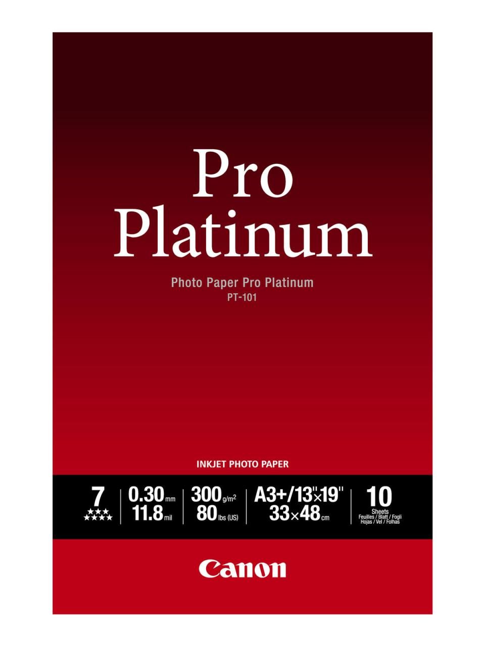 Canon PT-101 Pro Platinum Fotopapier glänzend A3+ 330x480mm 300 g/m² - 10 Blatt von Canon