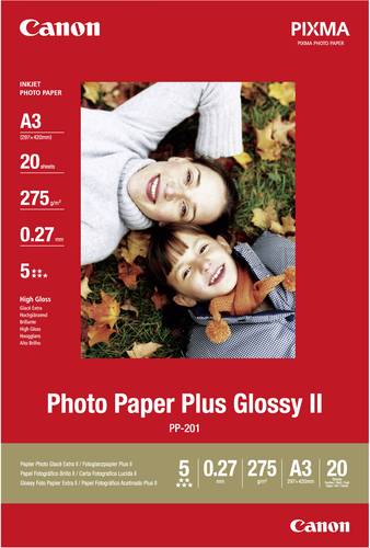Canon Photo Paper Plus Glossy II PP-201 2311B020 Fotopapier DIN A3 265 g/m² 20 Blatt Glänzend von Canon