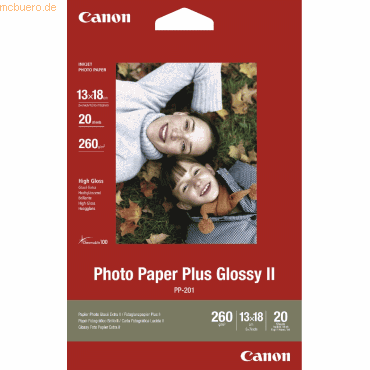 Canon Photoglanzpapier Plus Glossy II PP-201 13x18cm VE=20 Blatt Canon Photoglanzpapier Plus Glossy II PP-201 13x18cm VE=20 Blatt von Canon