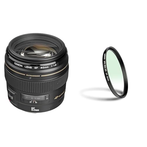 Canon Porträtobjektiv EF 85mm F1.8 USM für EOS (Festbrennweite, 58mm Filtergewinde, Autofokus), schwarz & Walimex Pro UV-Filter Slim MC 58 mm von Canon