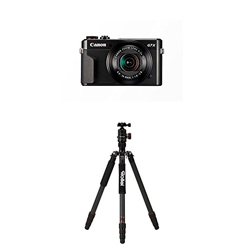 Canon PowerShot G7 X Mark II Digitalkamera mit klappbarem Display (20,1 Megapixel, 4,2-fach optischer Zoom (7,5 cm (3 Zoll) LCD-Display, Touchscreen) schwarz+Rollei C6i Carbon Black von Canon