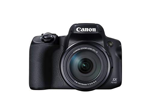 Canon PowerShot Kamera SX70 HS (20,3 MP, 65 fach optischer Zoom, dreh- und schwenkbarer 7,5cm LCD, RAW Format, WLAN und Bluetooth Unterstützung, 4K Video, 10 B/s, 1/2,3-Zoll-Typ CMOS Sensor),schwarz von Canon