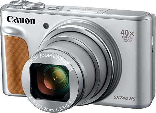 Canon PowerShot SX740 HS Digitalkamera (20,3 MP, 40-fach optischer Zoom, 7,5cm (3 Zoll) Display, DIGIC 8, 4K Ultra HD, HDMI, WLAN, Bluetooth, Blendenautomatik, Zeitautomatik), silber von Canon
