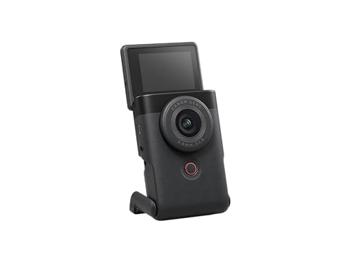 Canon PowerShot V10 Vlogging Kit Kompaktkamera - Digitalkamera (Weitwinkel Objektiv, 4k Kamera Videokamera, klappbares Touch-Display, Stereo-Mikrofon, Stativ, Streaming, YouTube, WLAN) schwarz von Canon