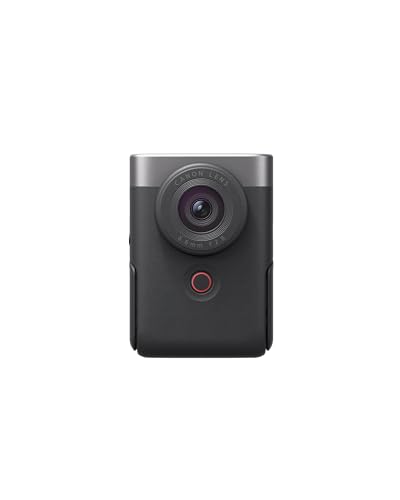 Canon PowerShot V10 Vlogging Kit Kompaktkamera - Digitalkamera (Weitwinkel Objektiv, 4k Kamera Videokamera, klappbares Touch-Display, Stereo-Mikrofon, Stativ, Streaming, YouTube, Webcam, WLAN) Silber von Canon
